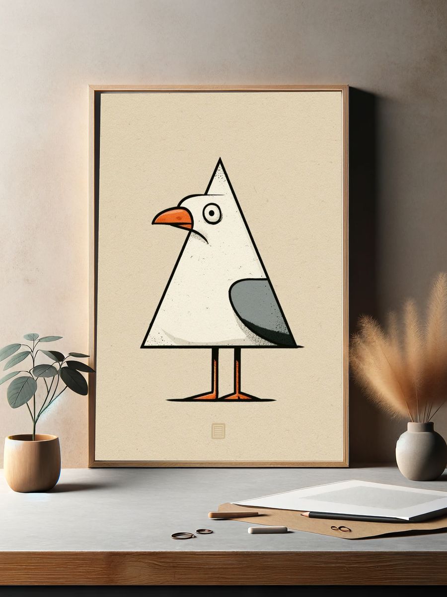 Geometric Seagull Illustration Poster. — room view 2