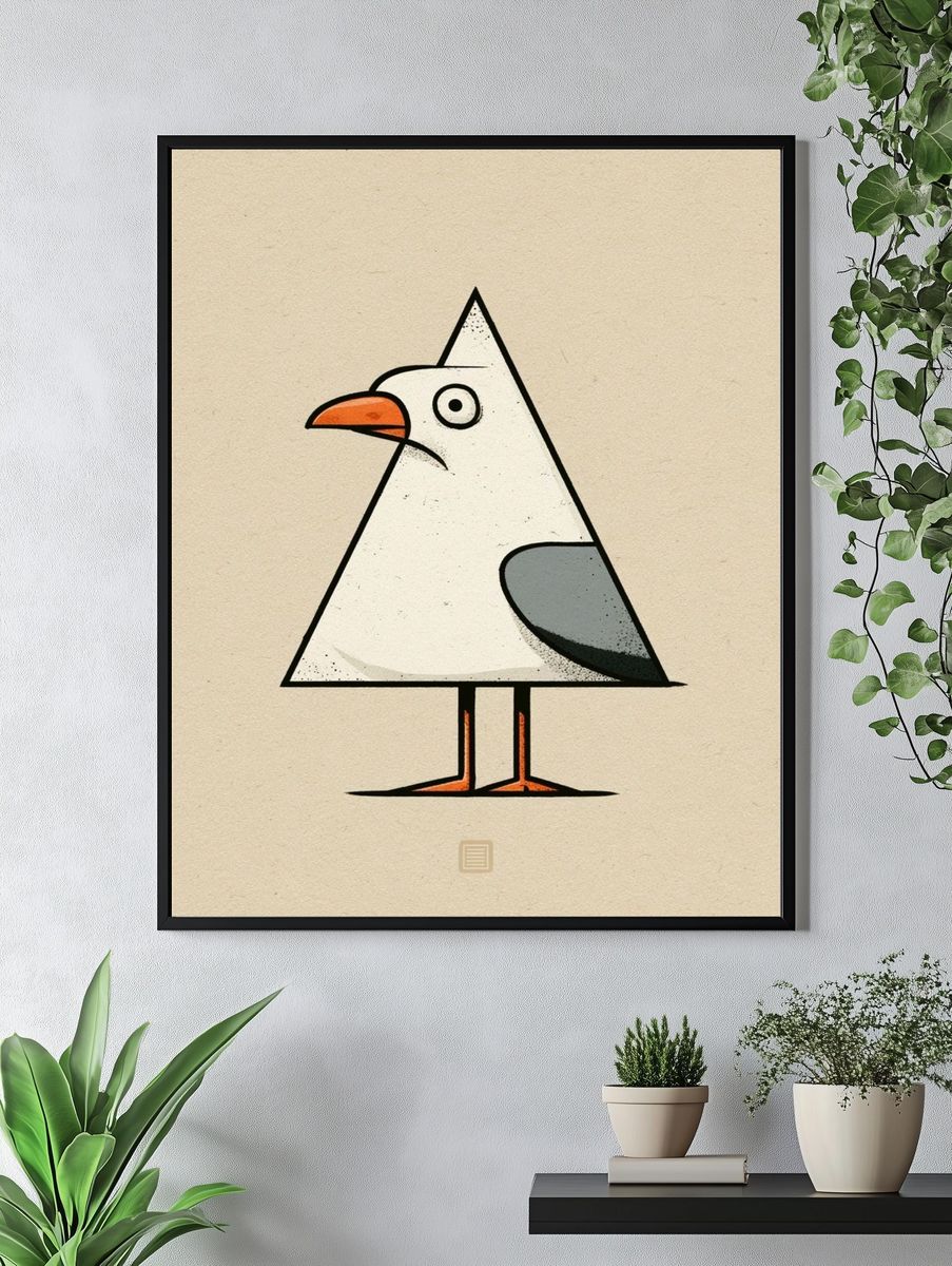 Geometric Seagull Illustration Poster. — room view 4
