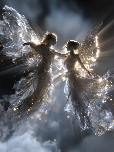 Celestial Fairy Duet Illustration Poster. poster print