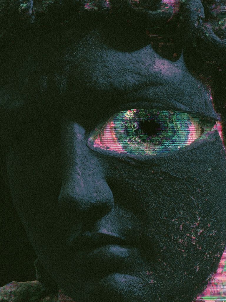 Glitch Marble Face Illustration Poster. poster detail