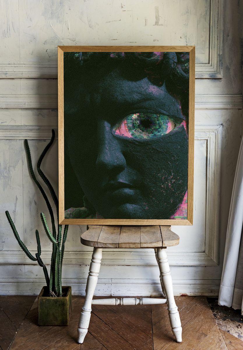 Glitch Marble Face Illustration Poster. room preview