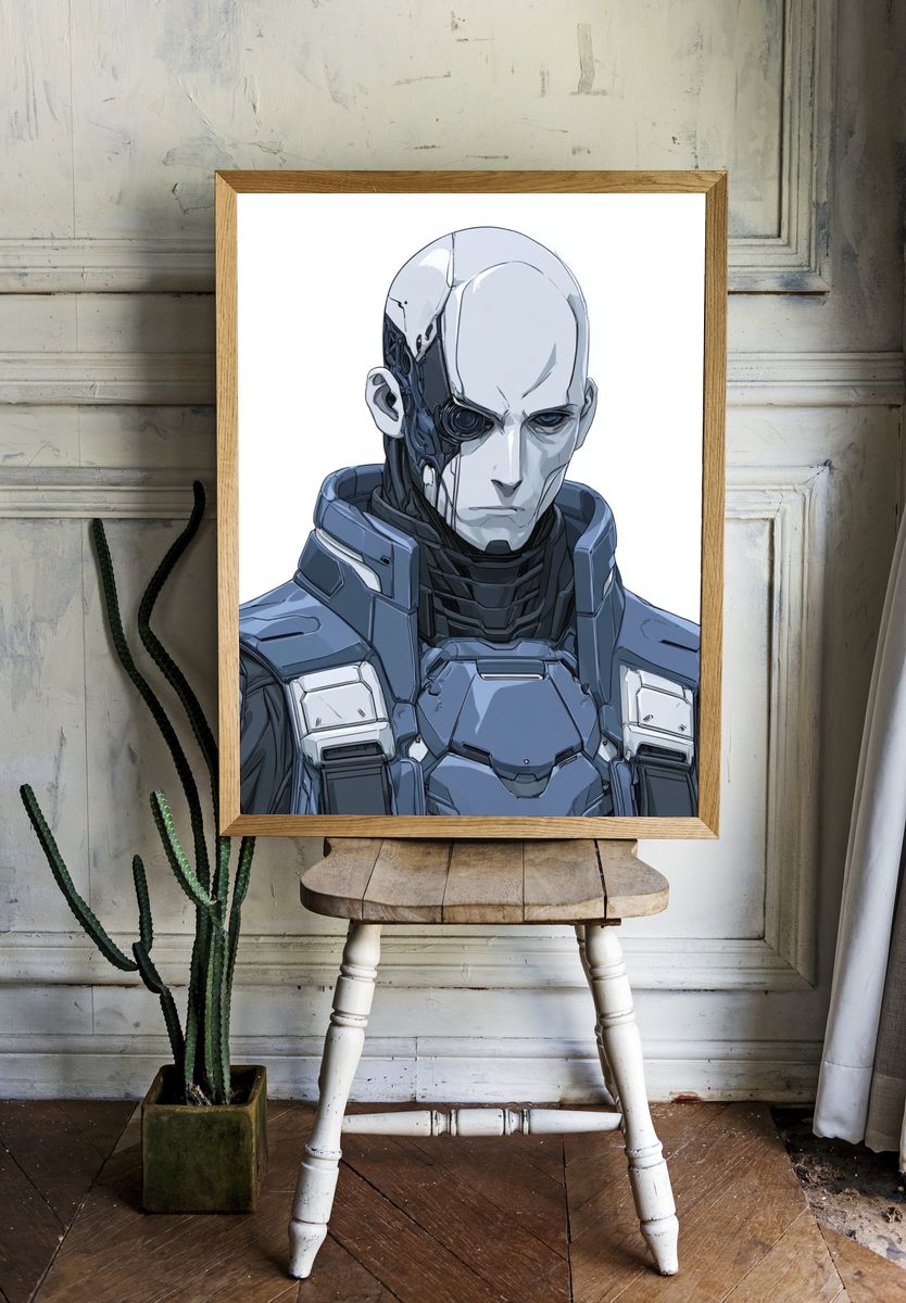 Cybernetic Android Portrait Poster. room preview