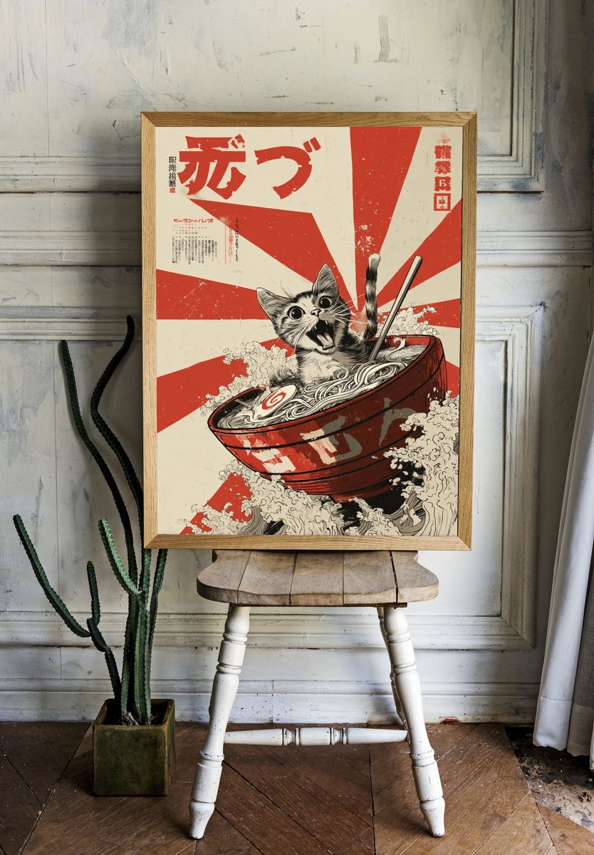 Cat Ramen Pop-Art Poster. room preview