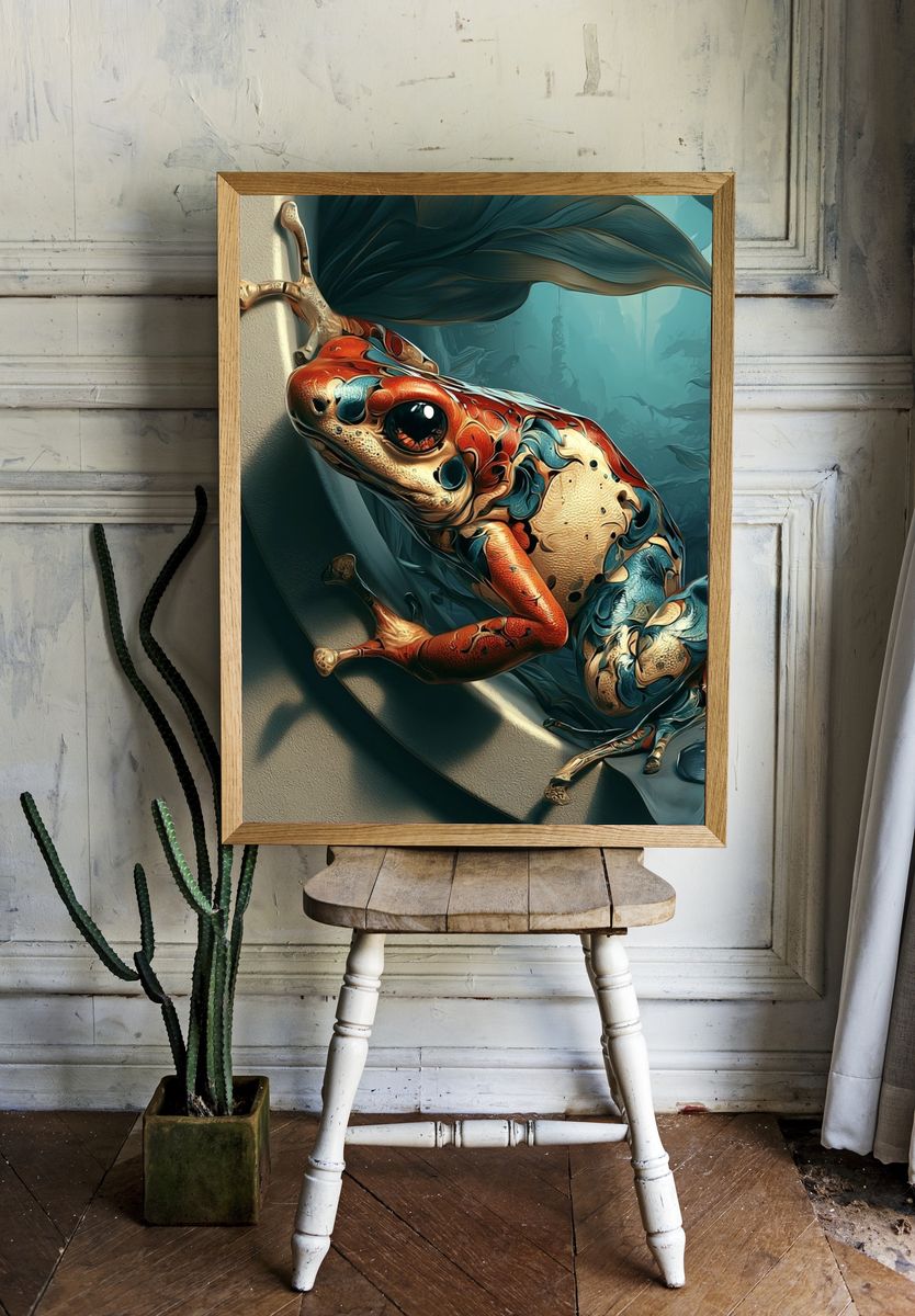 Surreal Colorful Frog Poster. — room view 1
