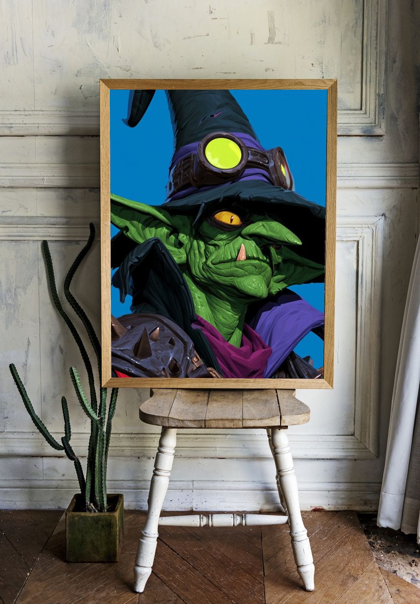 Goblin Wizard Digital Art Poster. — room view 1