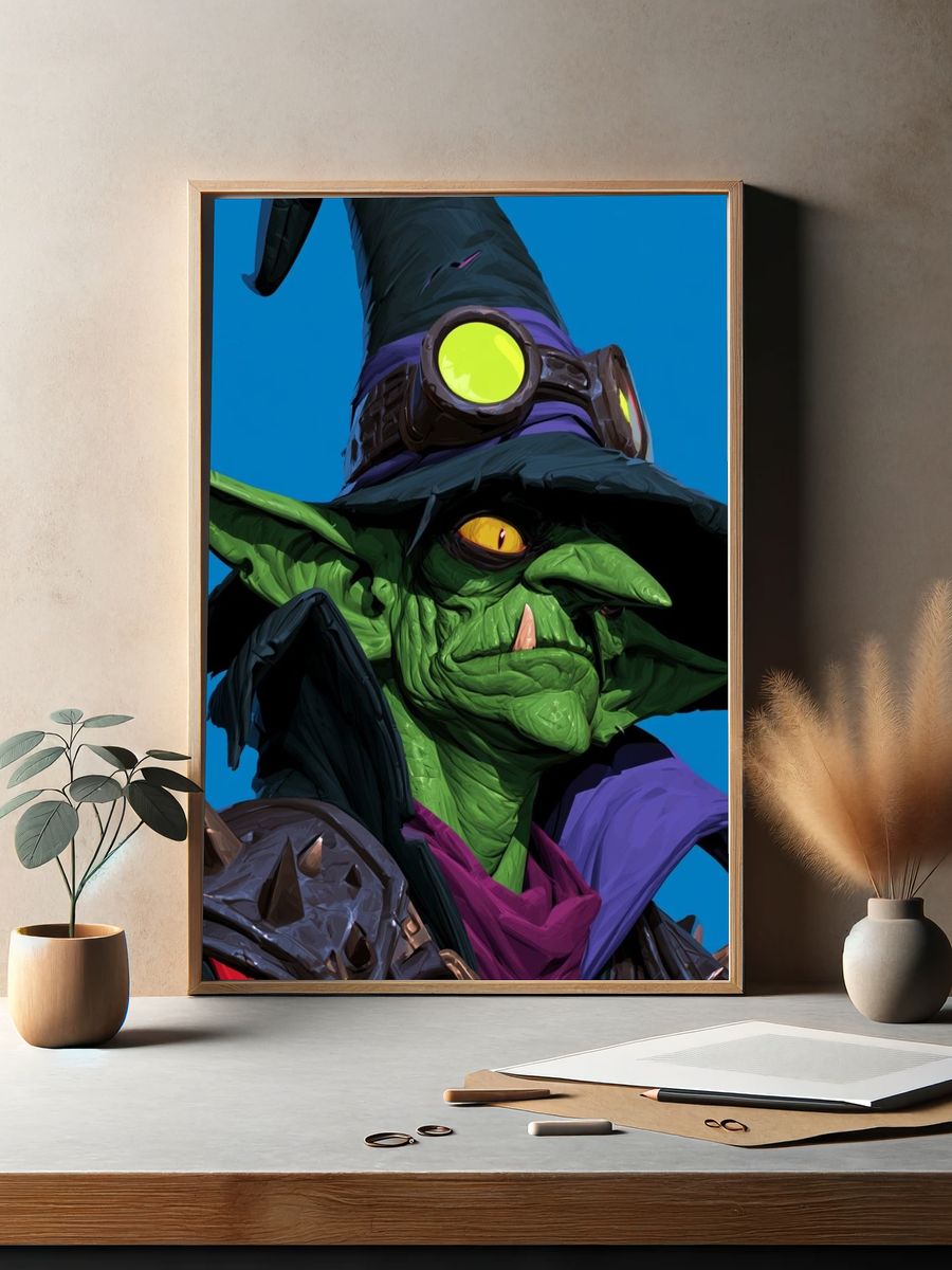 Goblin Wizard Digital Art Poster. — room view 2