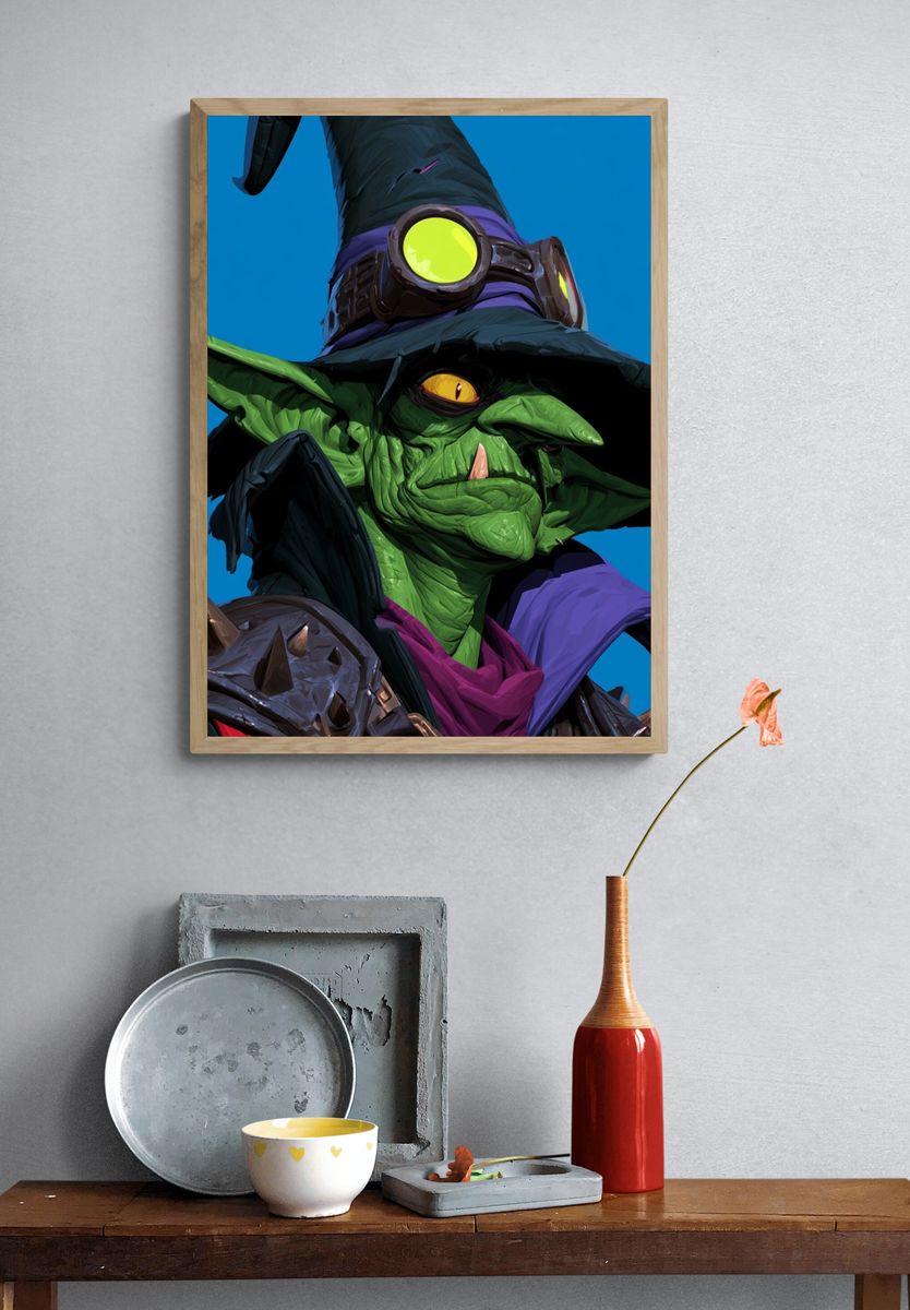 Goblin Wizard Digital Art Poster. — room view 3