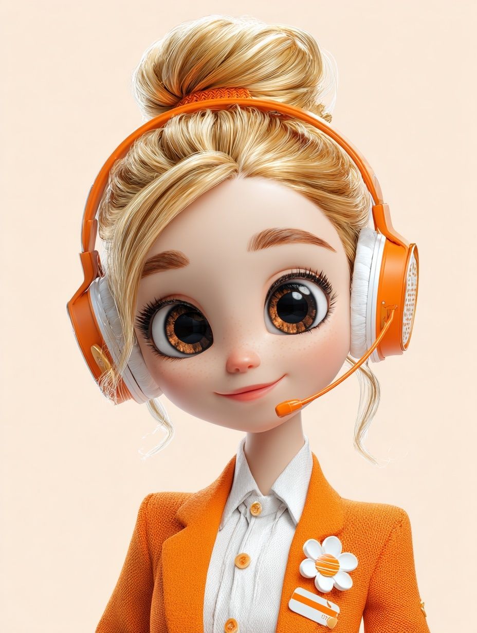Orange Headset Girl Illustration Poster. poster — illustration art