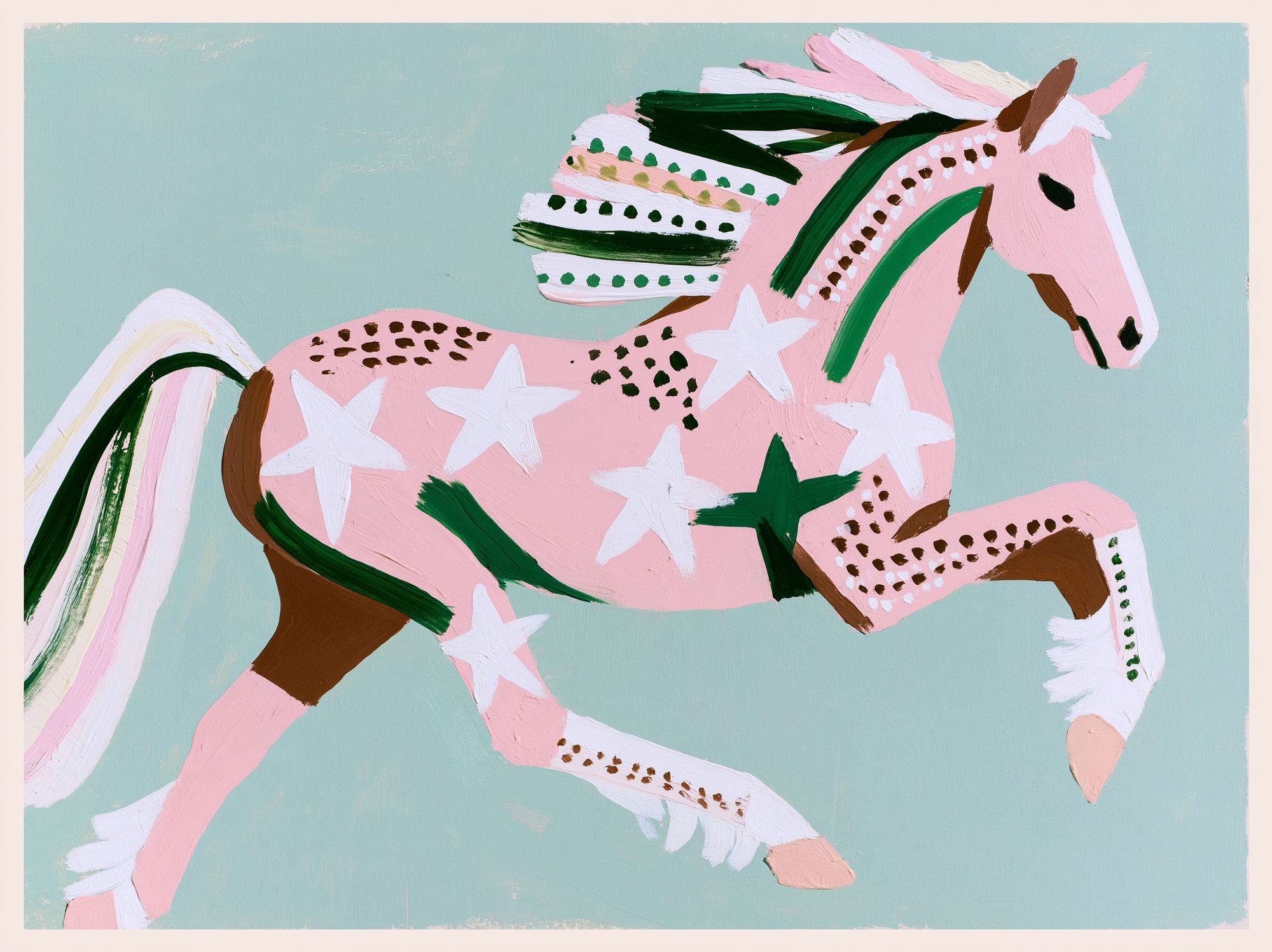 Pastel Running Horse Illustration Poster. poster detail