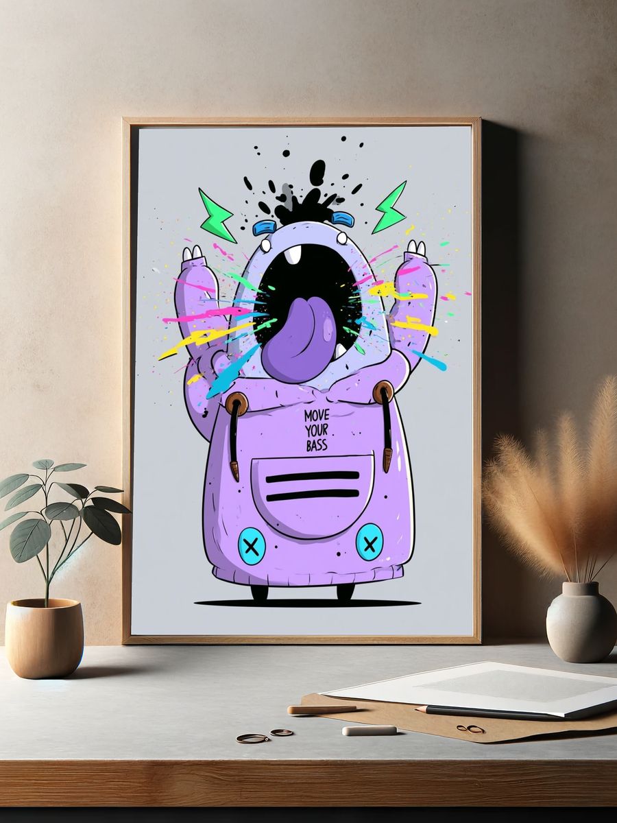 Move Your Bass Cartoon Poster. — room view 2