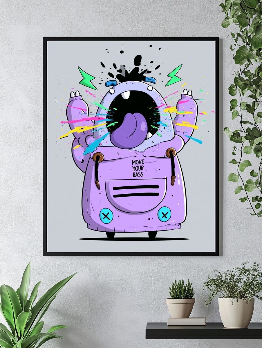 Move Your Bass Cartoon Poster. — room view 4