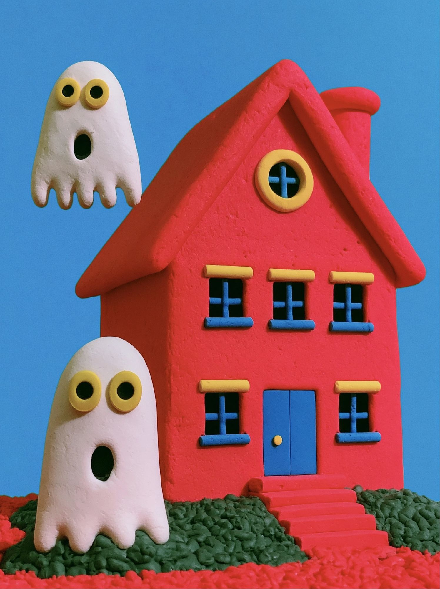Playful Haunted House Illustration Poster. poster detail