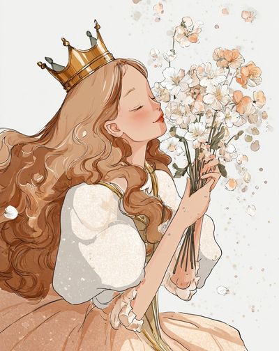 Flower Crown Princess Illustration Poster. poster print