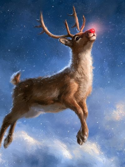 Flying Reindeer Digital Art Poster. poster