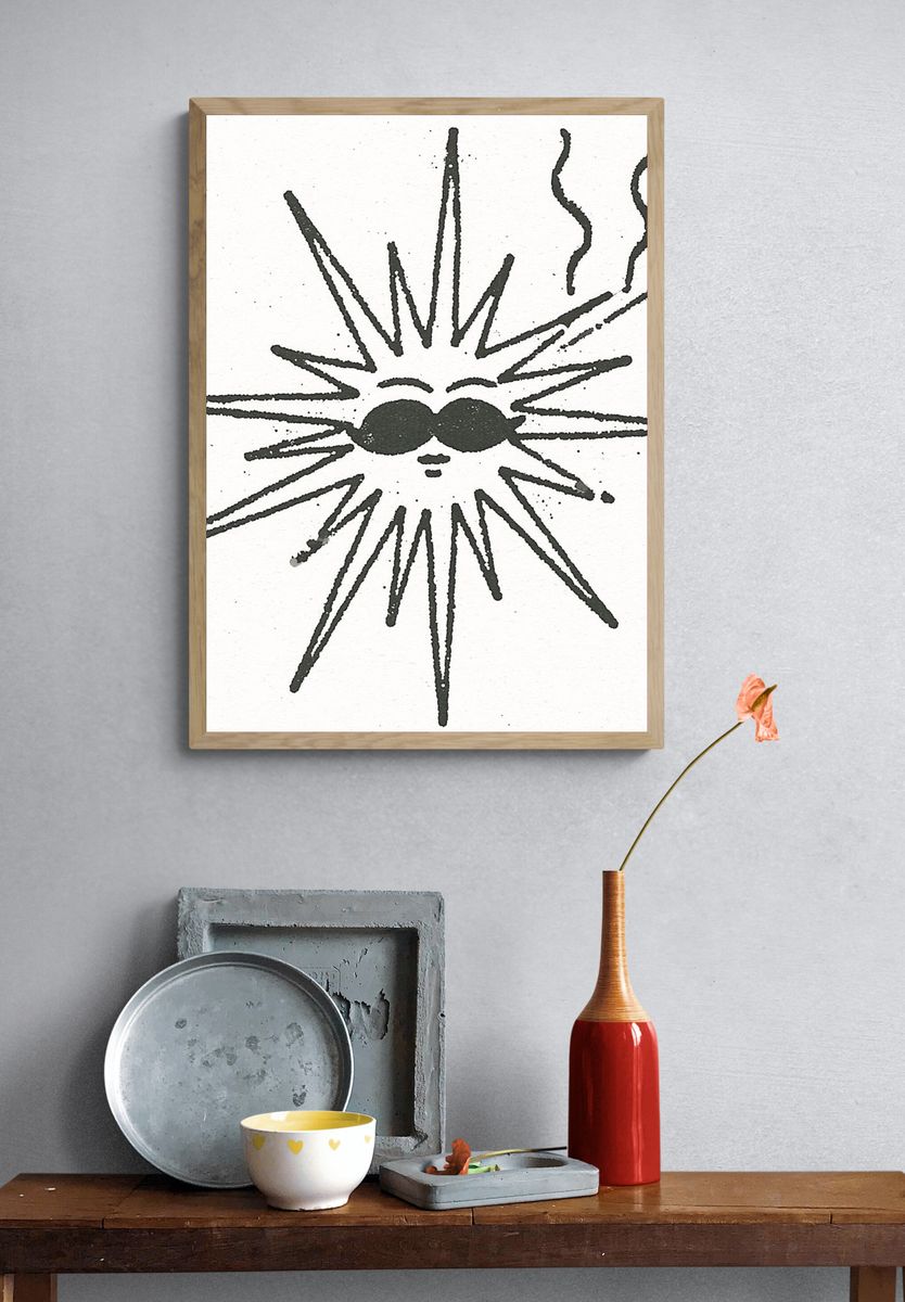 Sunburst Face Minimalist Print. — room view 3