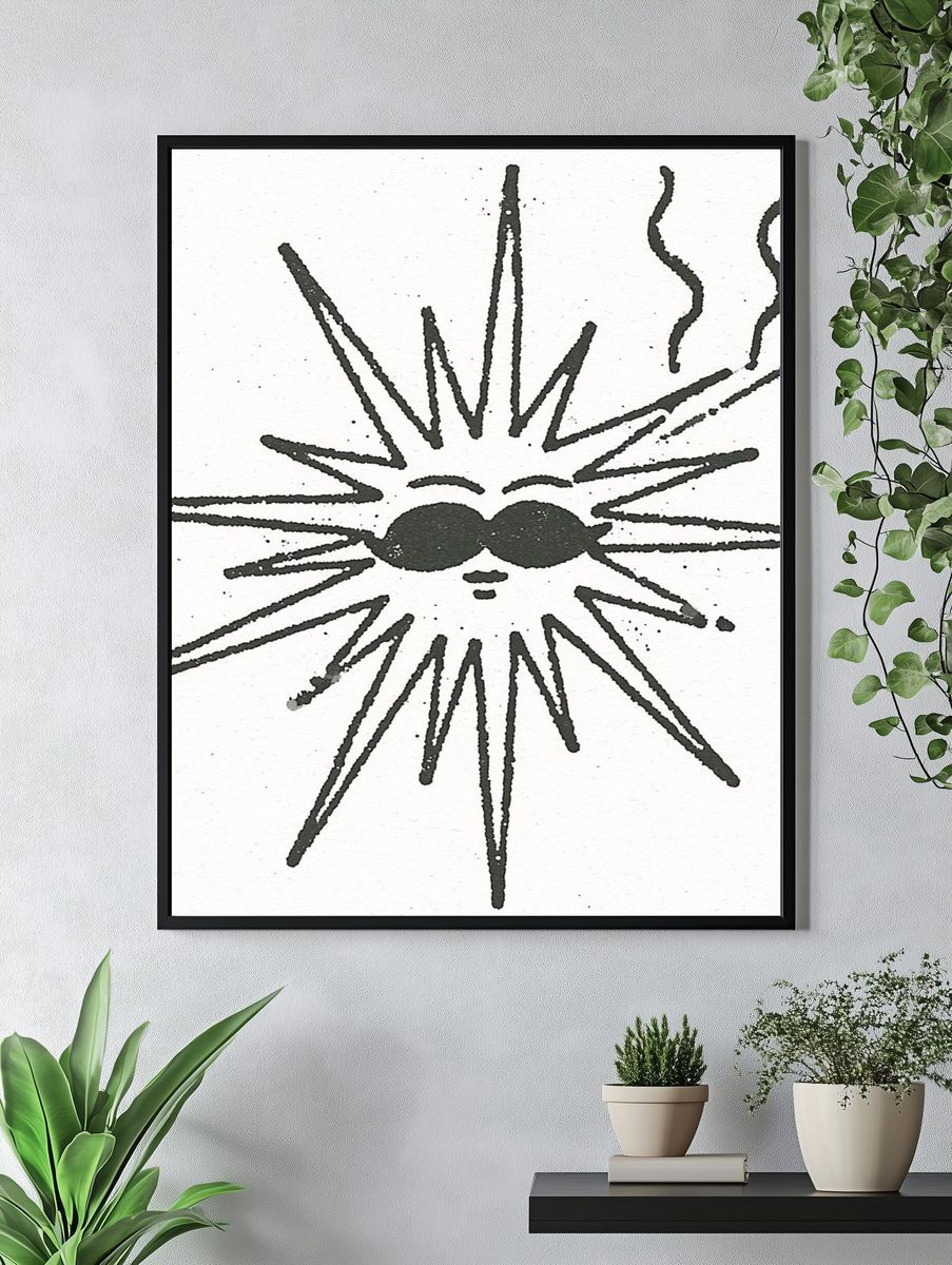 Sunburst Face Minimalist Print. — room view 4