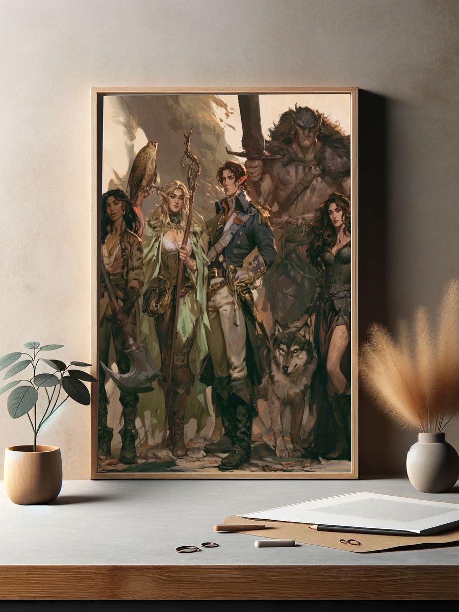 Fantasy Adventurers Illustration Poster. — room view 2