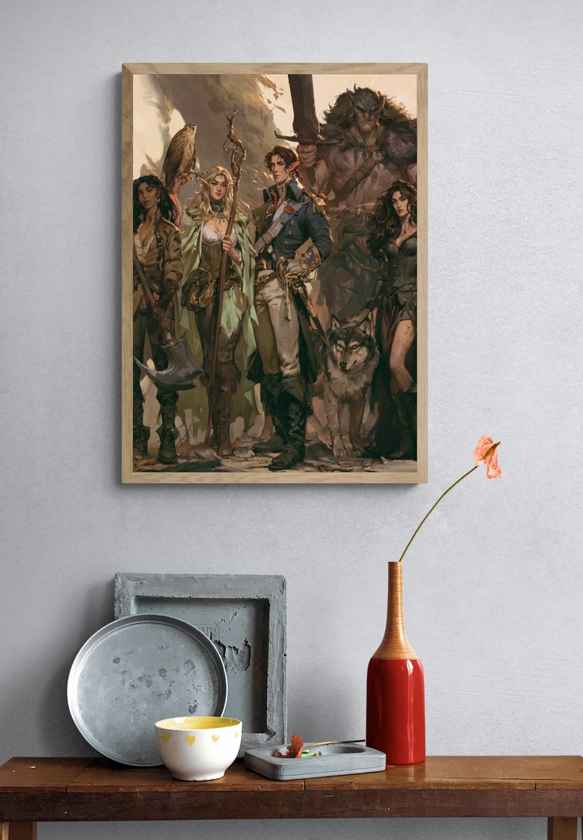 Fantasy Adventurers Illustration Poster. — room view 3