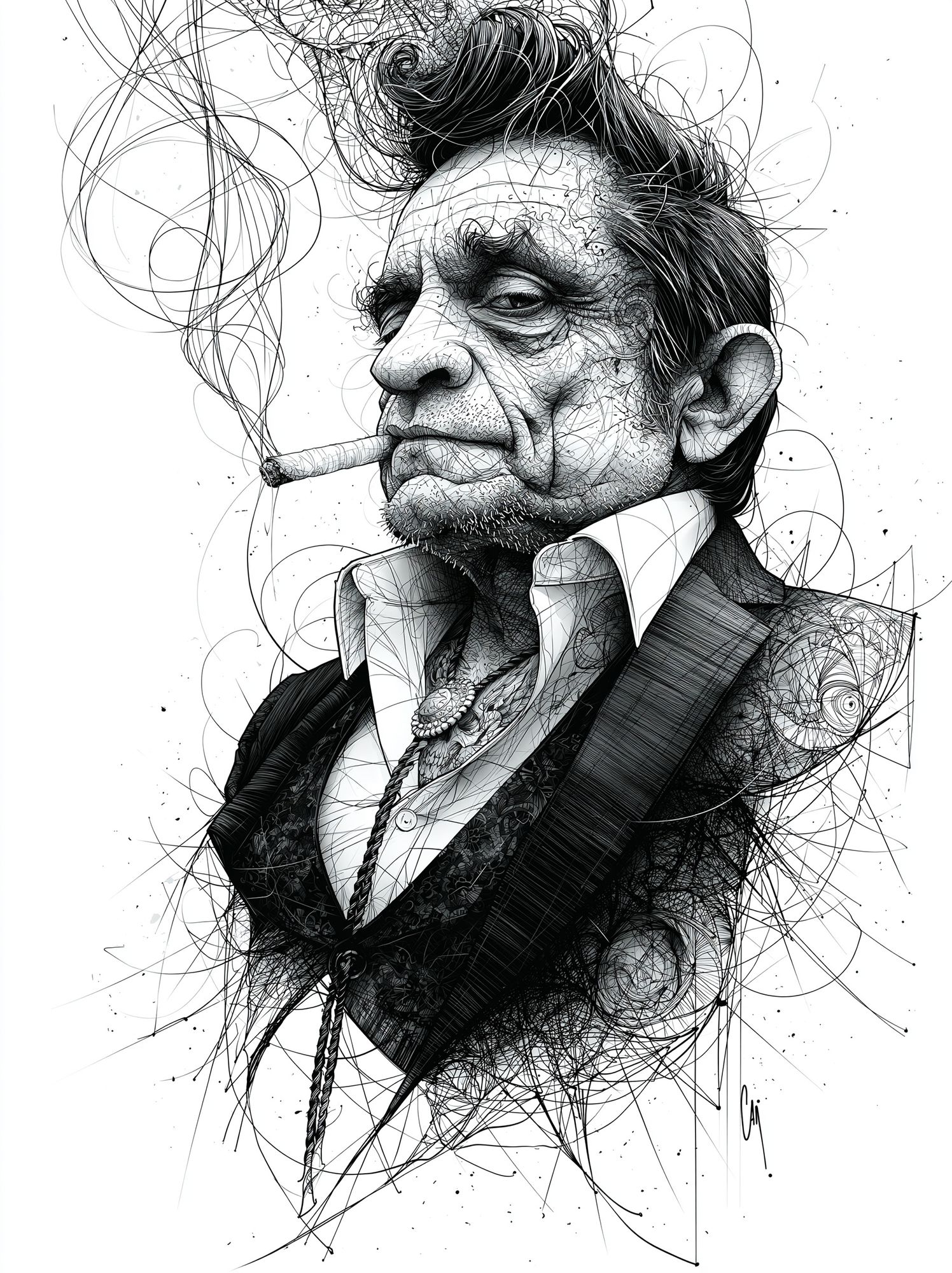 Gritty Man Portrait Typography Print. poster detail