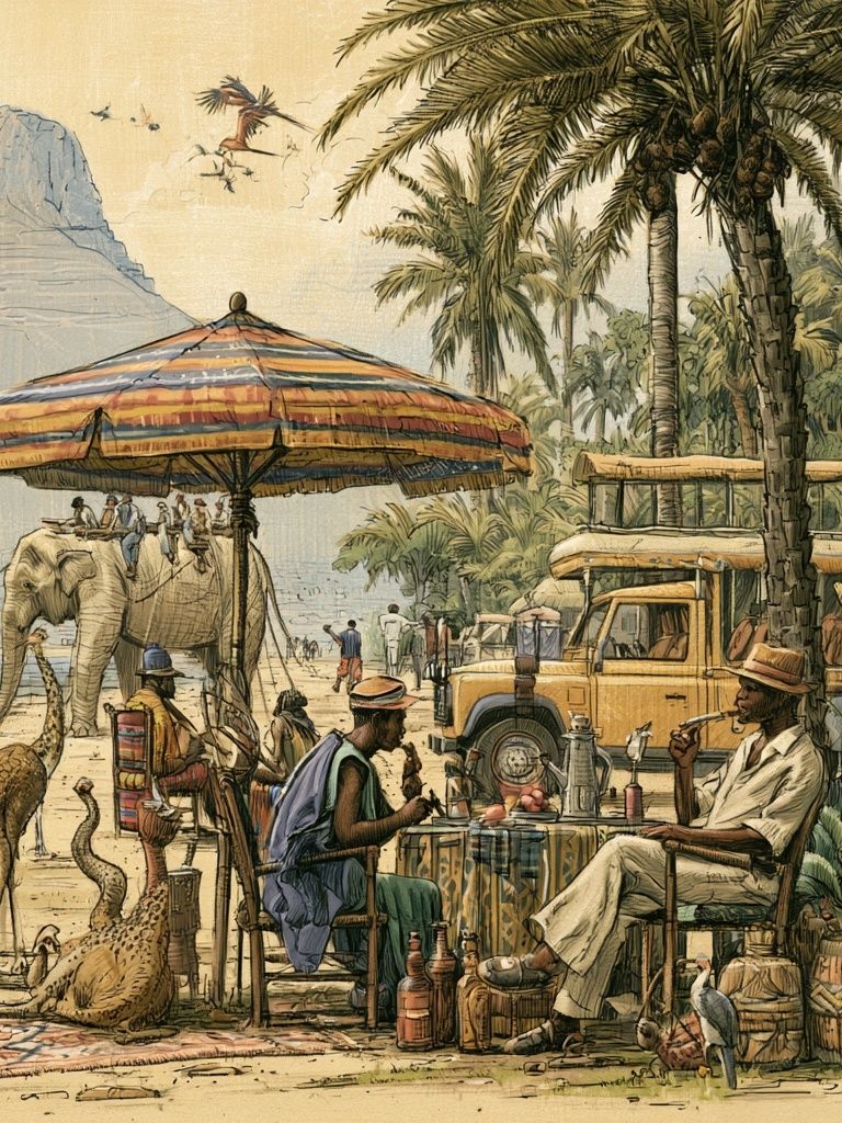 Safari Oasis Illustration Poster. poster — illustration art
