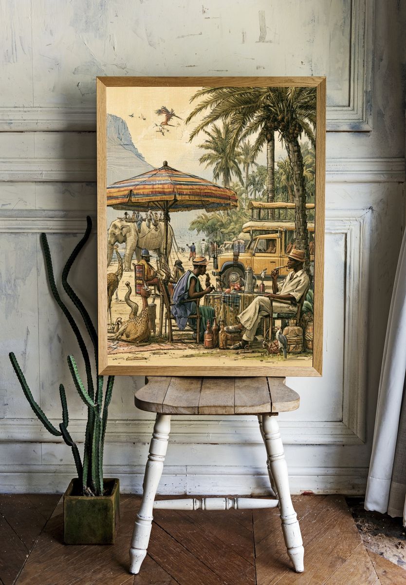 Safari Oasis Illustration Poster. — room view 1