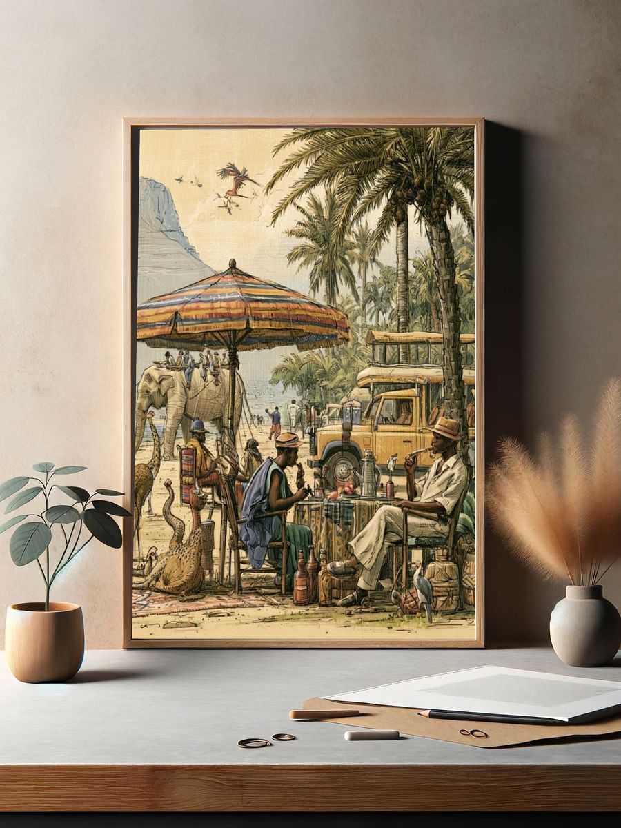 Safari Oasis Illustration Poster. — room view 2