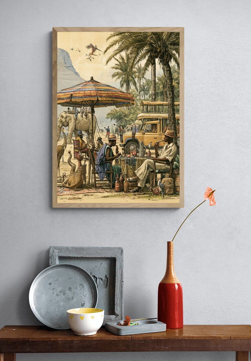Safari Oasis Illustration Poster. — room view 3