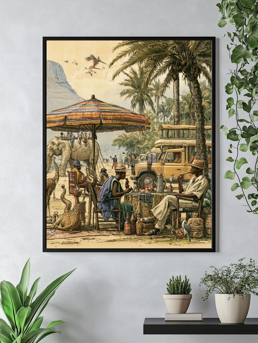 Safari Oasis Illustration Poster. — room view 4