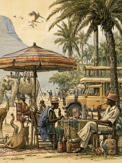 Safari Oasis Illustration Poster. poster
