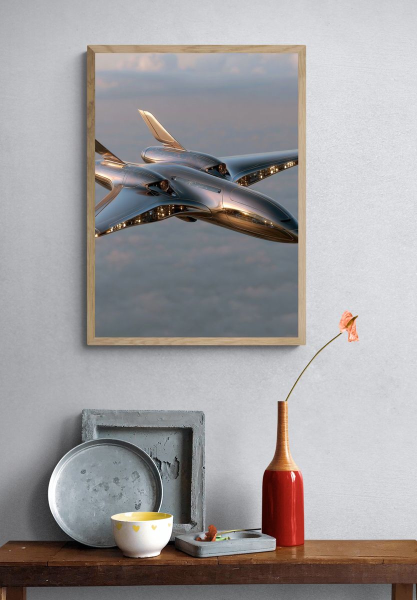 Futuristic Jet Aircraft Poster. — room view 3