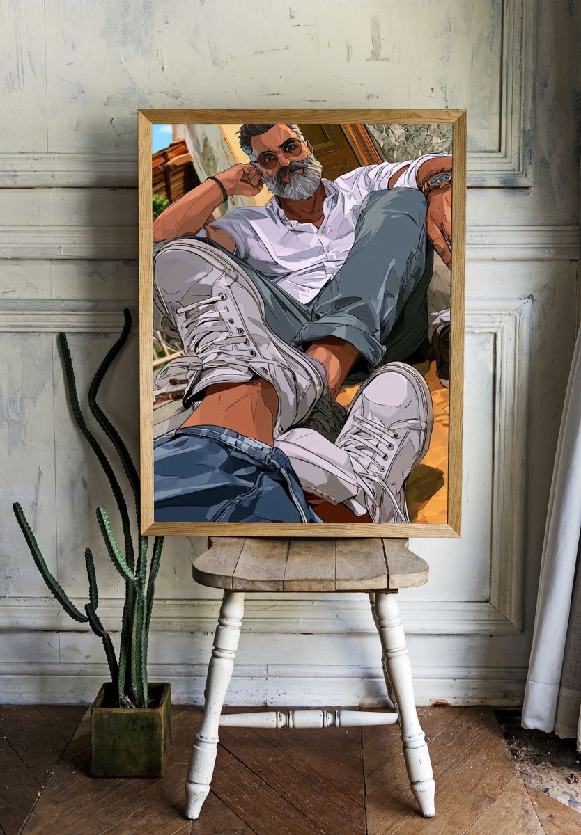 Stylish Man Portrait Illustration Poster. — room view 1
