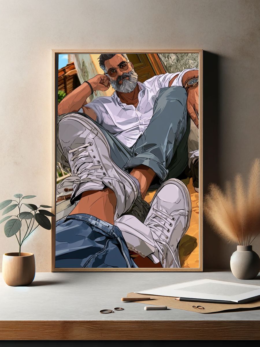 Stylish Man Portrait Illustration Poster. — room view 2