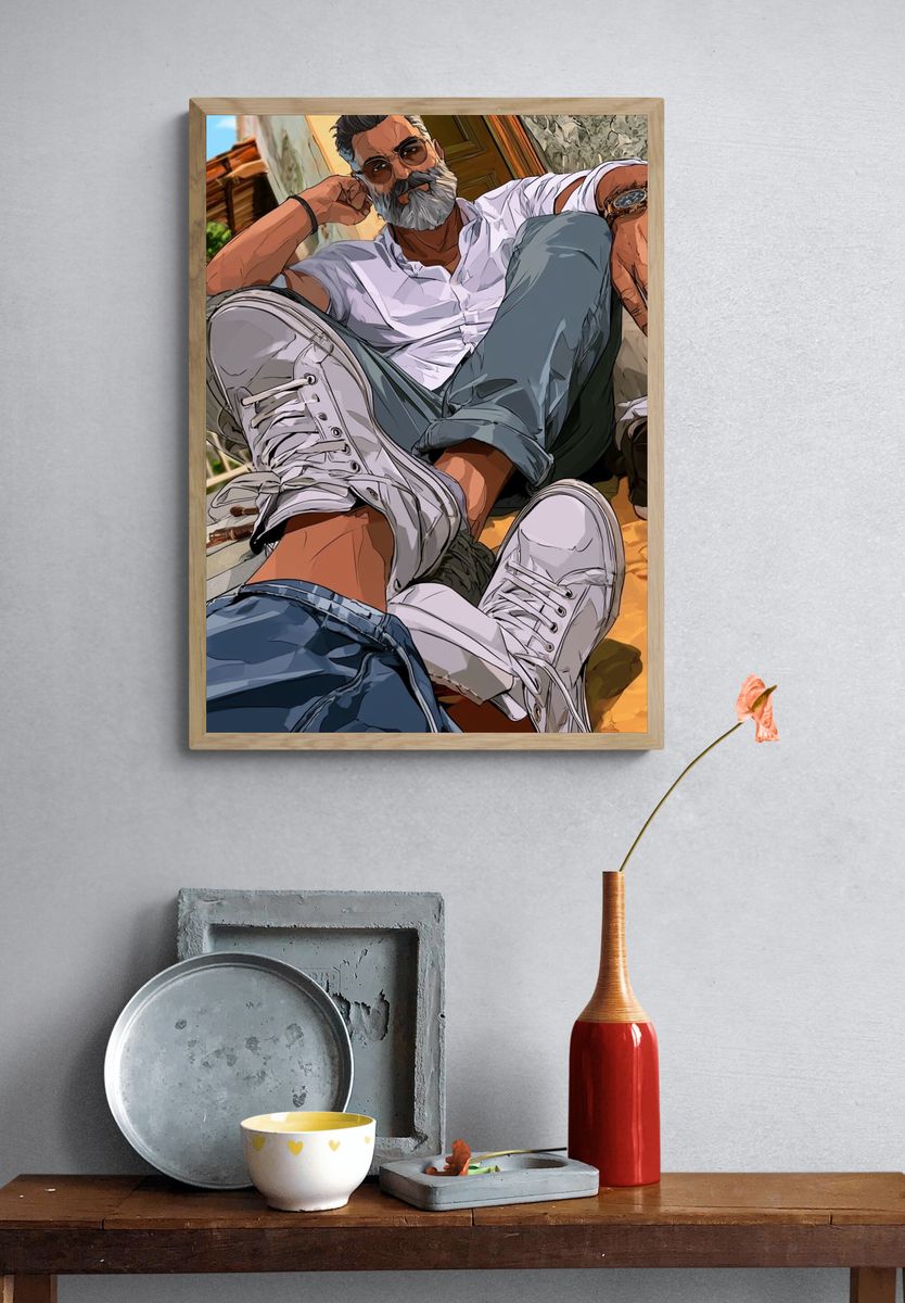 Stylish Man Portrait Illustration Poster. — room view 3