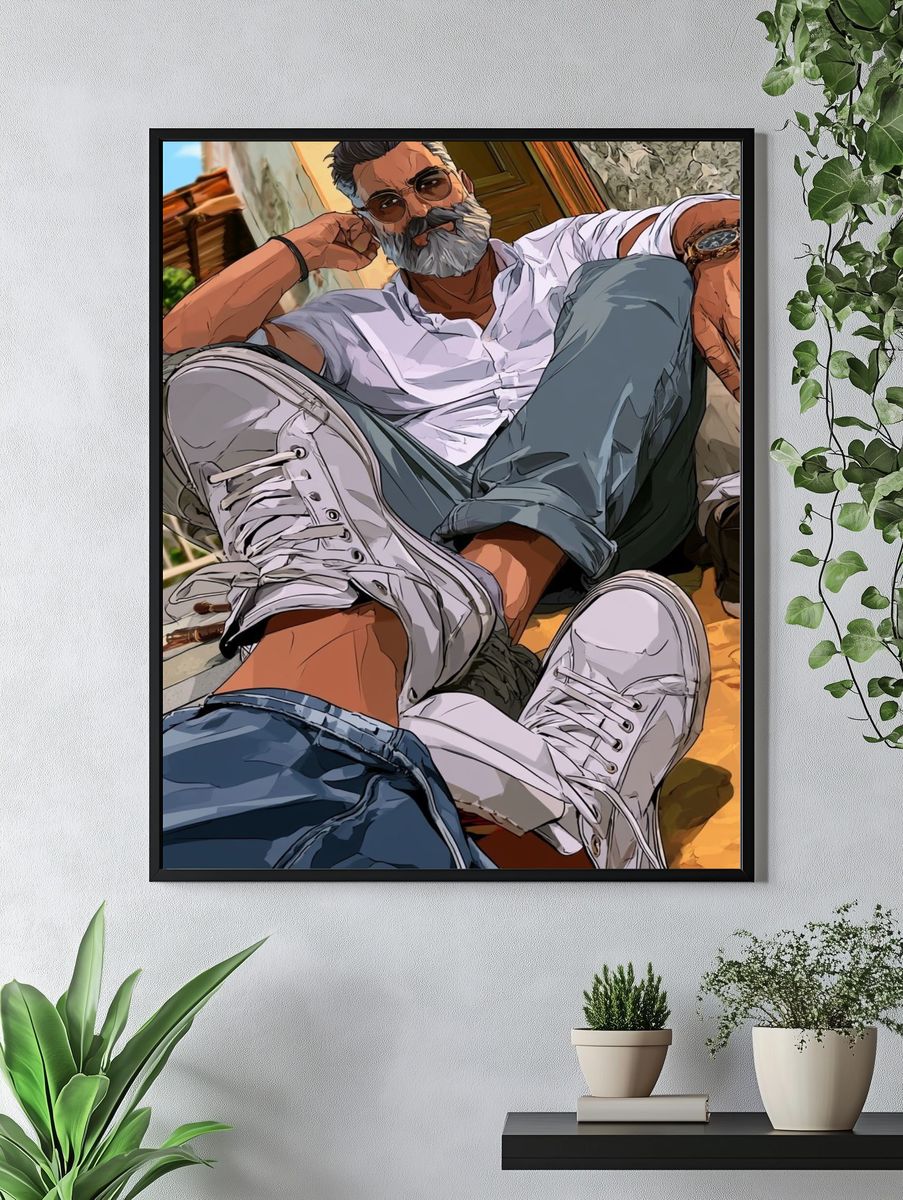 Stylish Man Portrait Illustration Poster. — room view 4