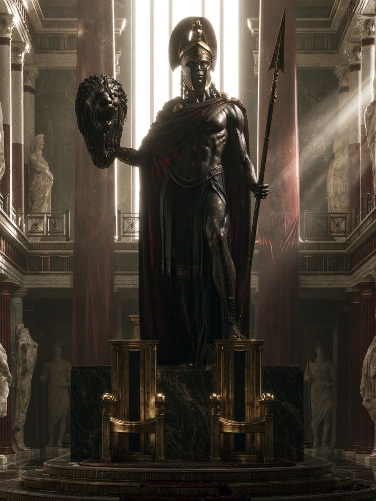 Ancient Warrior Temple Illustration Poster. poster — illustration art