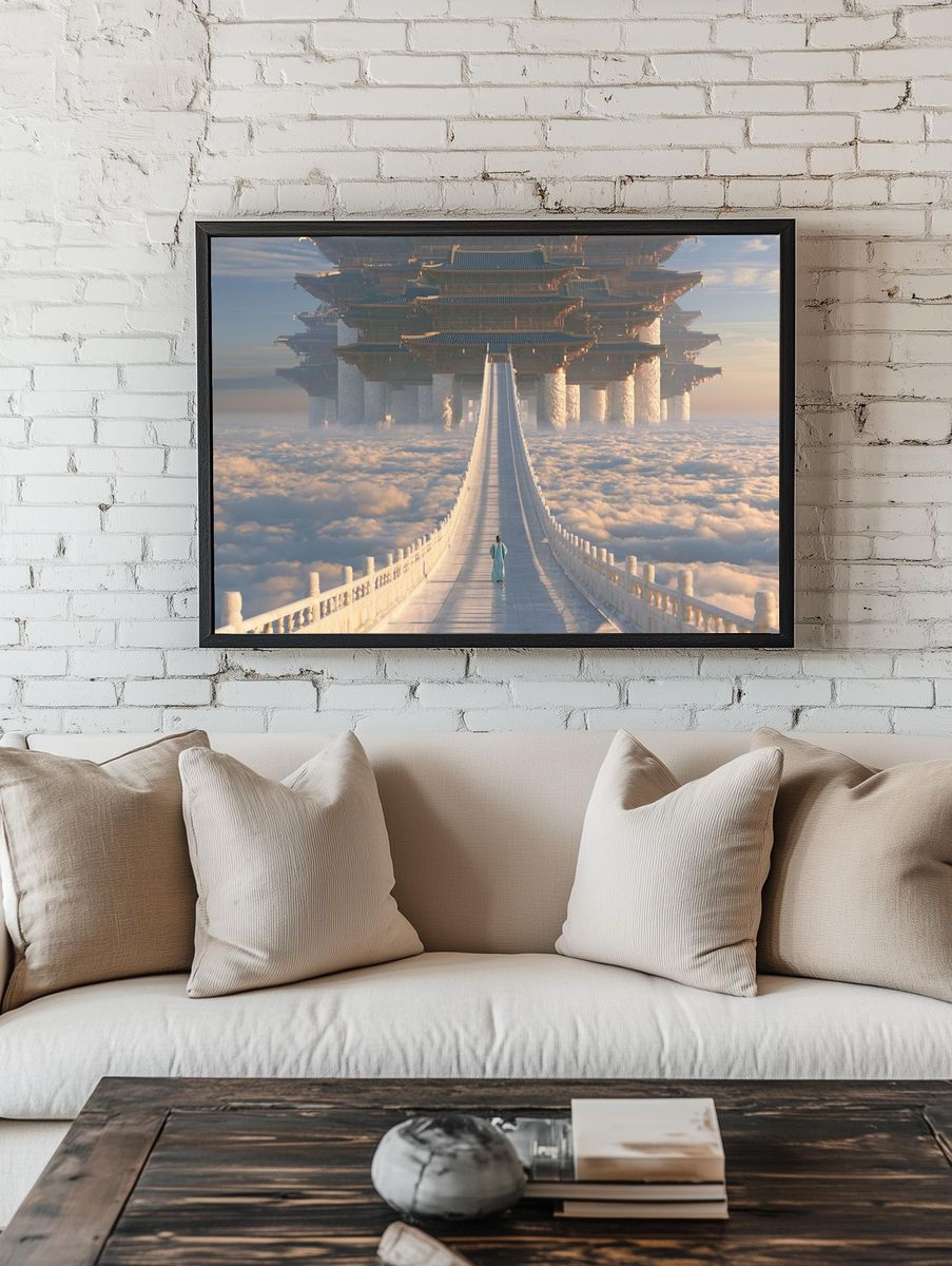 Celestial Temple Bridge Fantasy Print. — room view 1