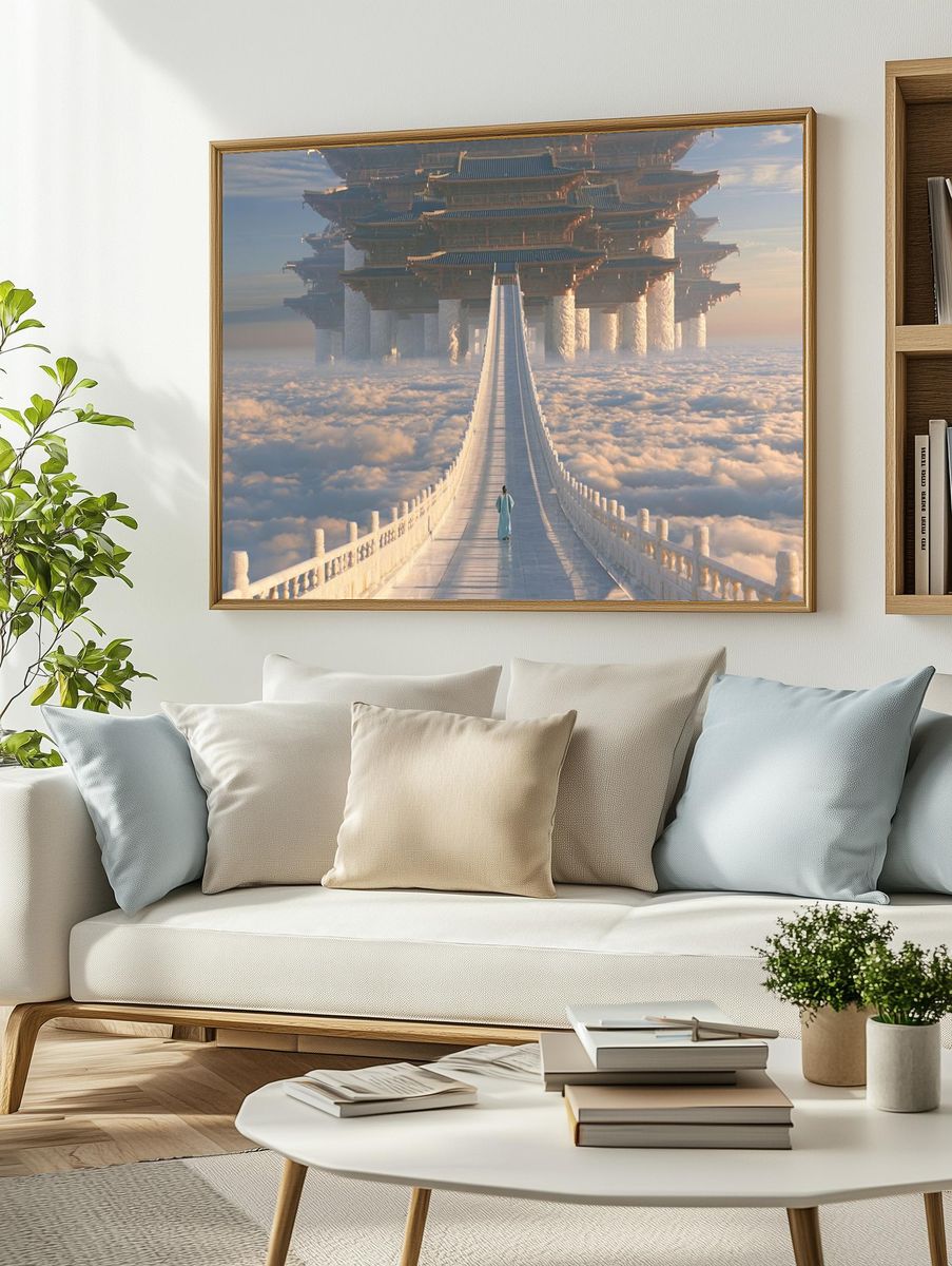 Celestial Temple Bridge Fantasy Print. — room view 2