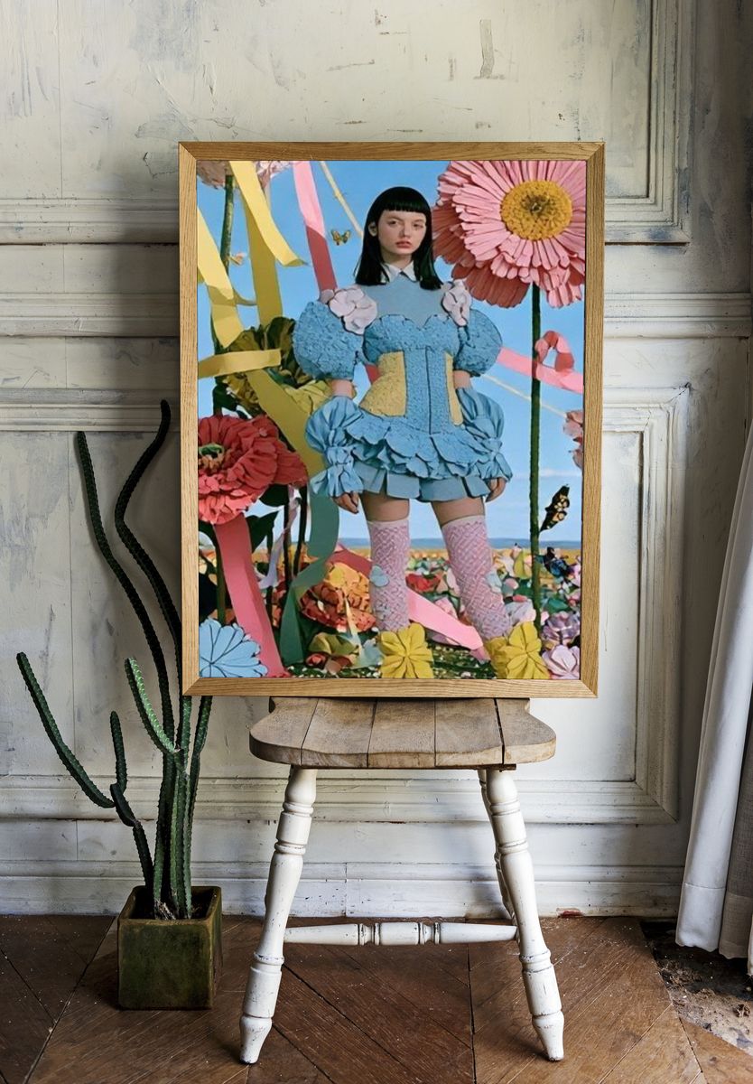 Surreal Floral Doll Illustration Poster. room preview