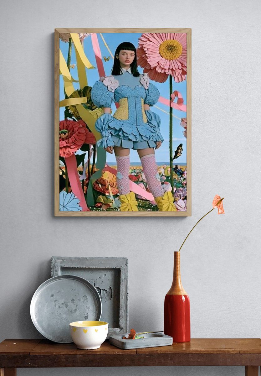 Surreal Floral Doll Illustration Poster. — room view 3