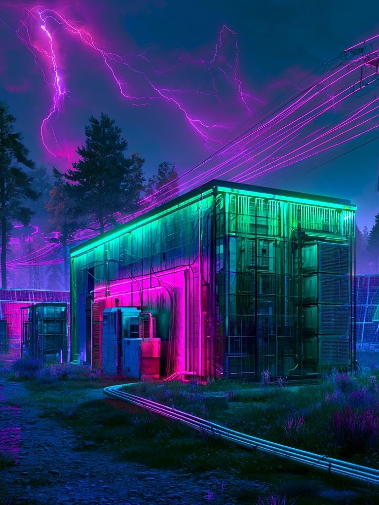 Neon Storm Power Station Poster. poster detail