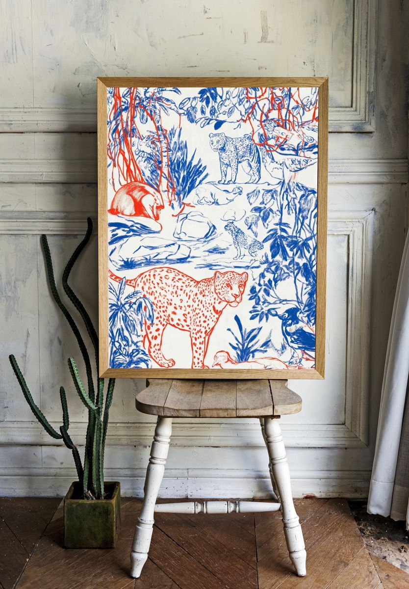 Leopard Jungle Illustration Poster room preview