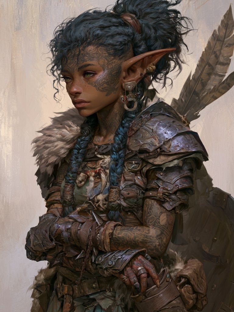 Fantasy Elf Warrior Portrait Print. poster — illustration art