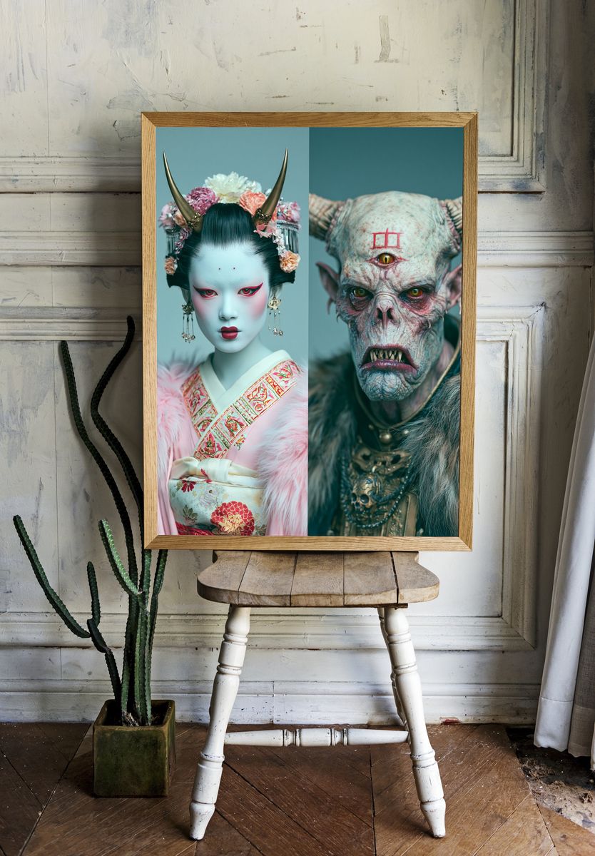 Mythic Oni Portrait Poster. room preview