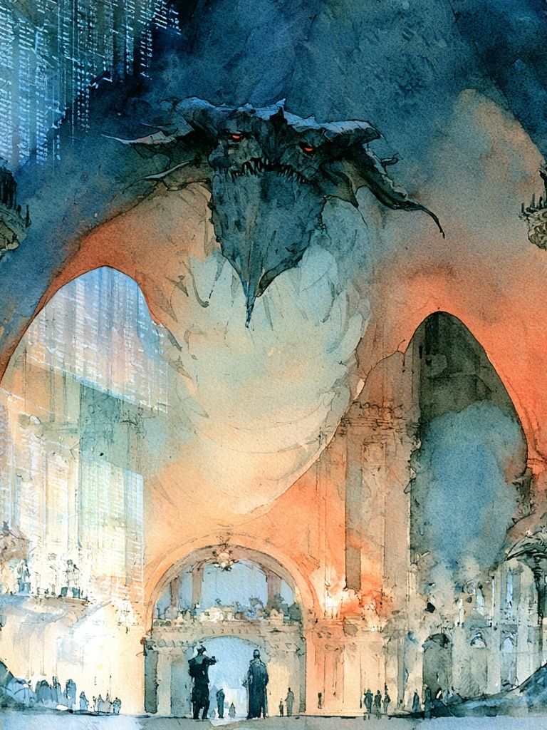 Dragon Cathedral Fantasy Poster. poster detail
