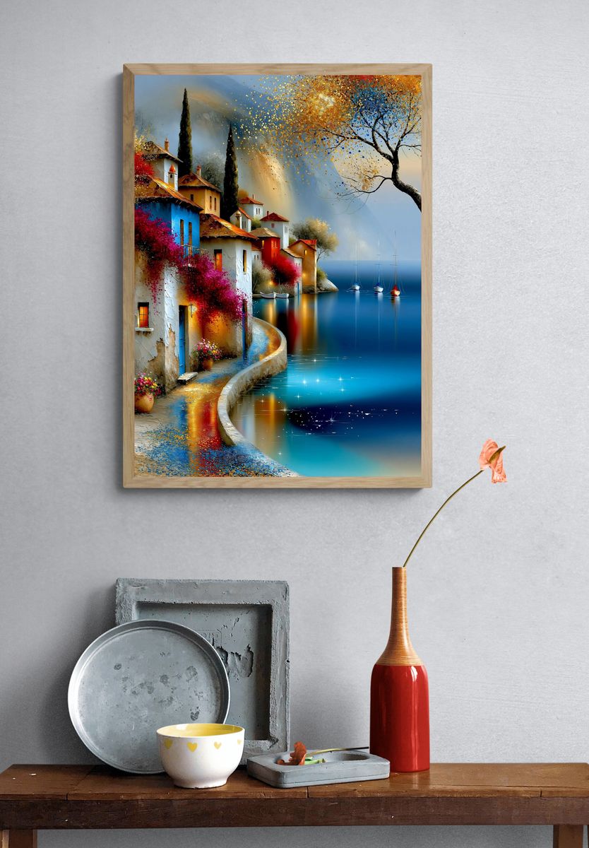 Cool Cat Retro Illustration Poster. — room view 3