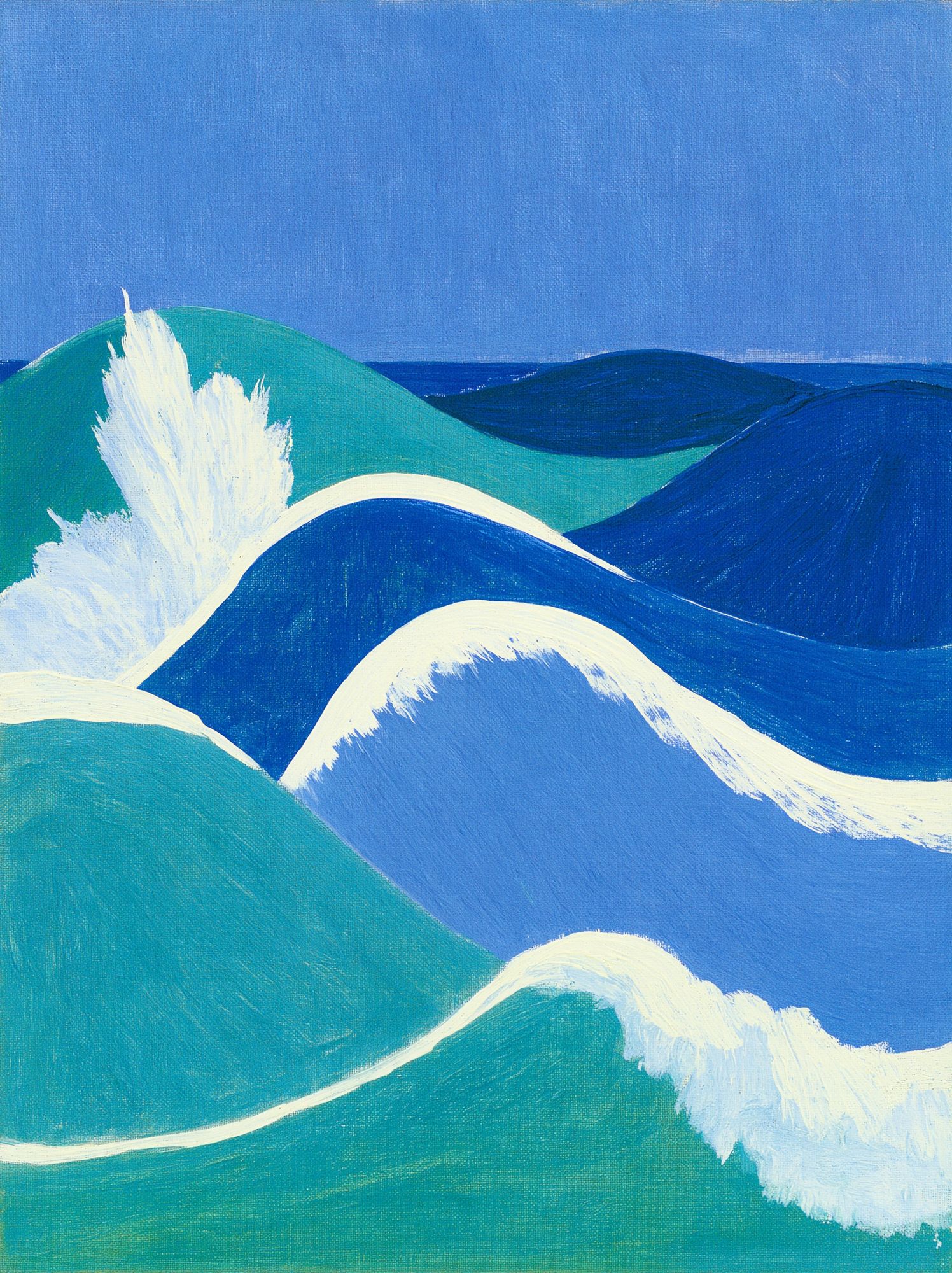 Blue Ocean Waves Illustration Poster. poster — illustration art