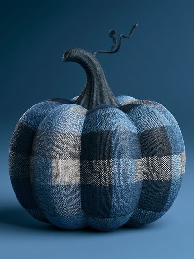 Blue Plaid Pumpkin Poster. poster