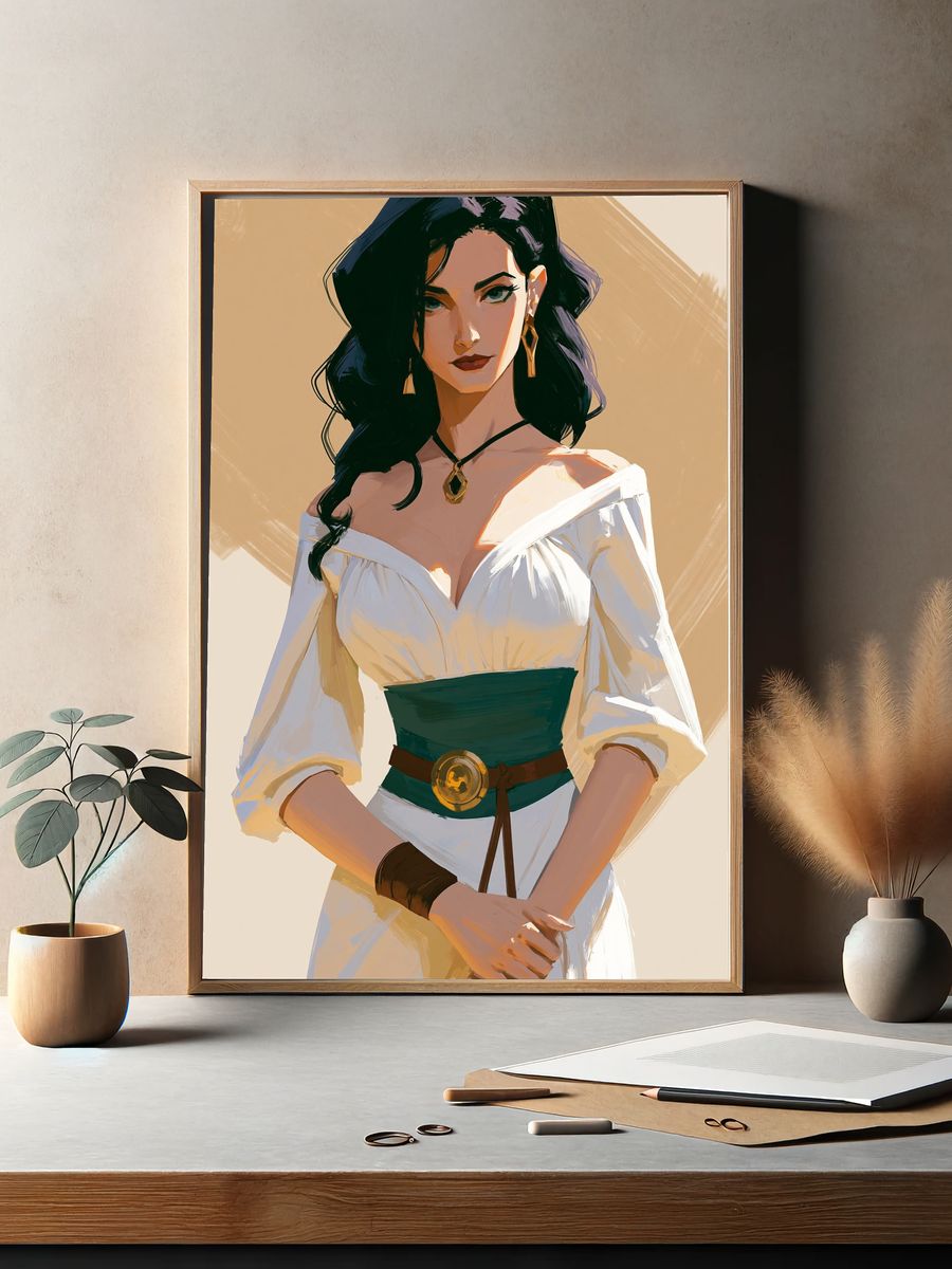 Elegant Woman Portrait Illustration Poster. — room view 2
