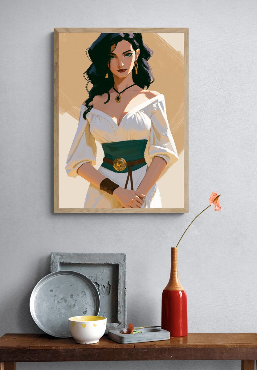 Elegant Woman Portrait Illustration Poster. — room view 3