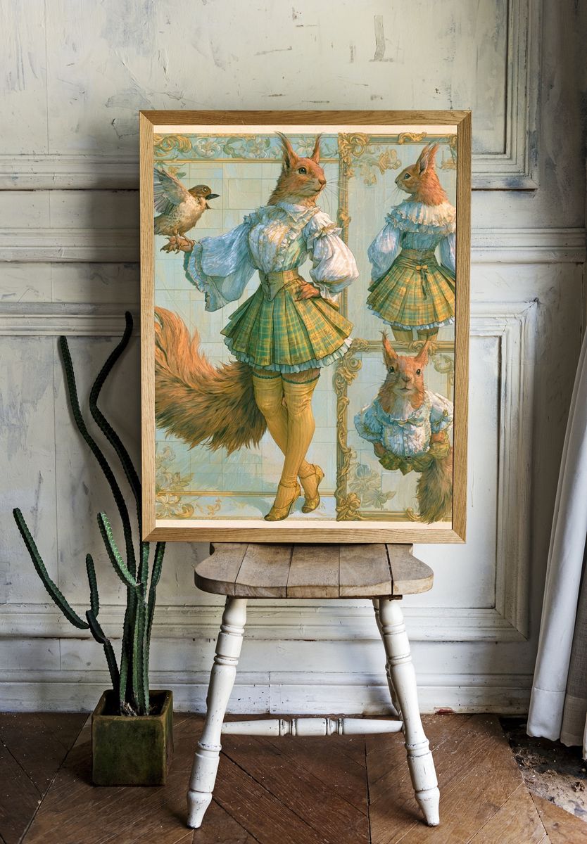 Anthropomorphic Squirrel Portrait Print. — room view 1